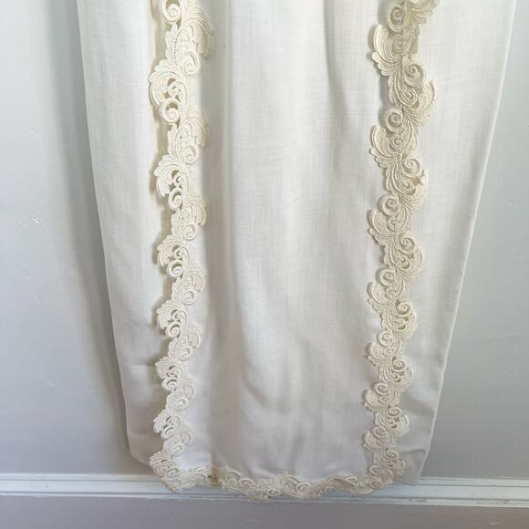 Vintage 60s Linen Wedding Dress Murray Hamburger ILGWU Lace Trim Gown Train 2 - Picture 10 of 16